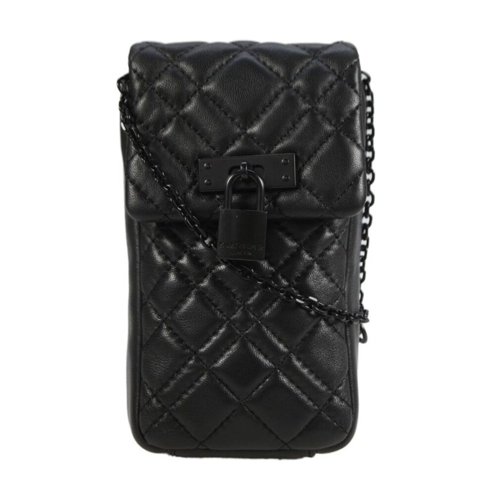 Kurt Geiger London Womens Quilted Faux Leather Shoulder Bag Black
